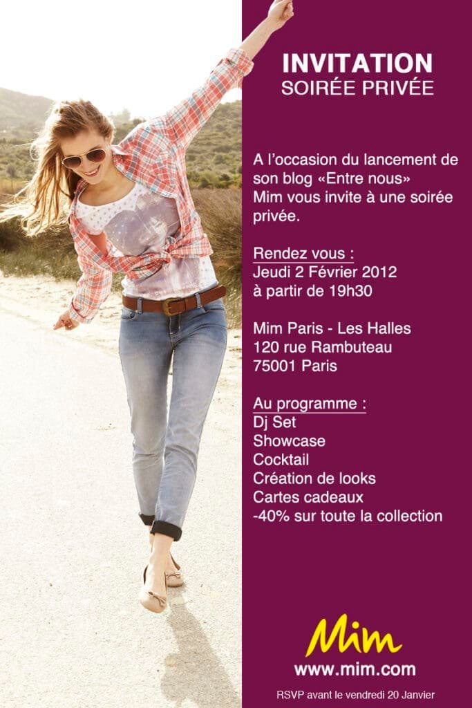 Invitation pour la soirée privée Mim (concours inside)