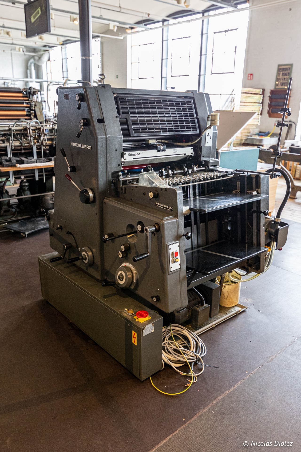 Presse à imprimer Heidelberg Kompac au Musée de l'Industrie de Gand.