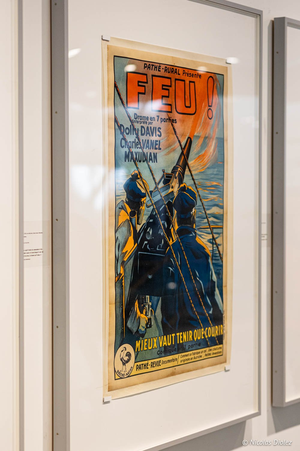 Affiche Pathé-Rural "FEU !" : Drame en 7 parties, exposition Fondation Jérôme Seydoux-Pathé.