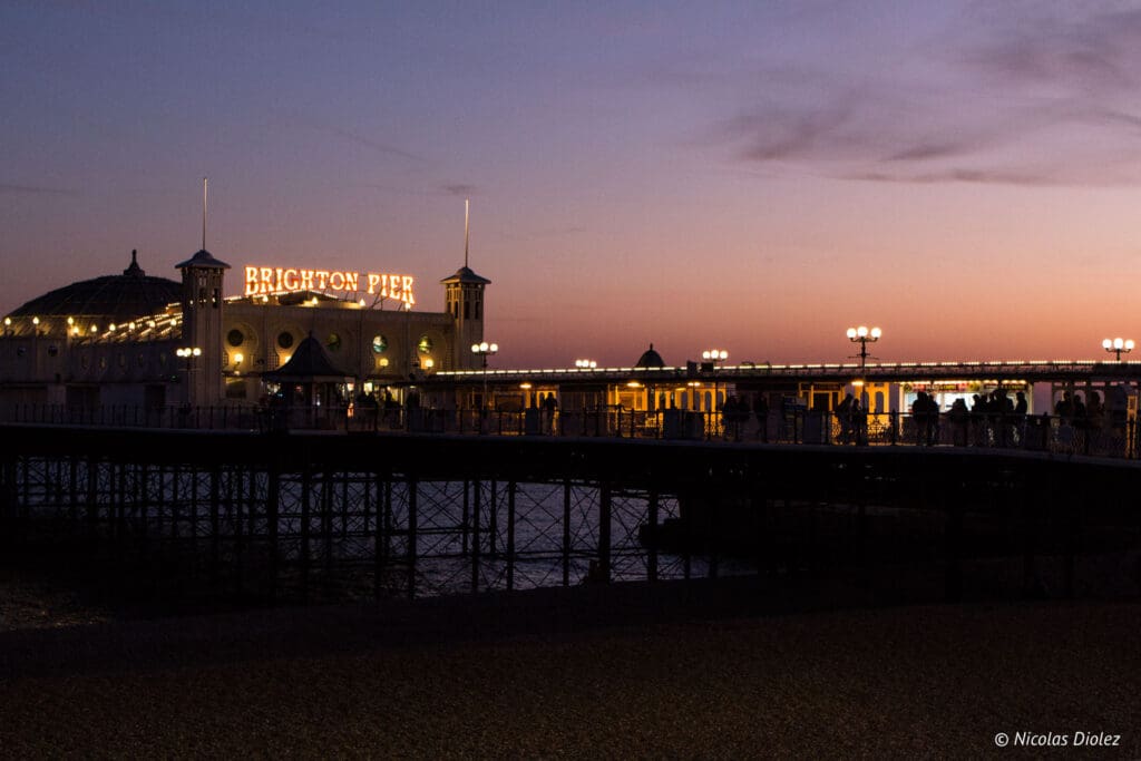 coucher de soleil Brighton Palace Pier
