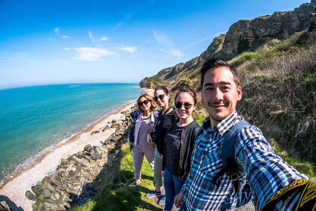 Selfie Blogtrip Normandie Vélo Valentine, Julie, Nicolas et Melle Bon Plan