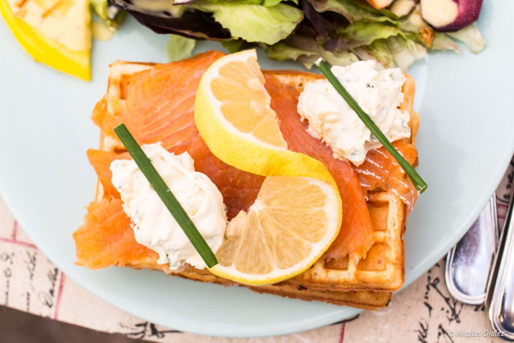 gaufre saumon Echoppe Gourmande Saint Cénéri Le Gerei