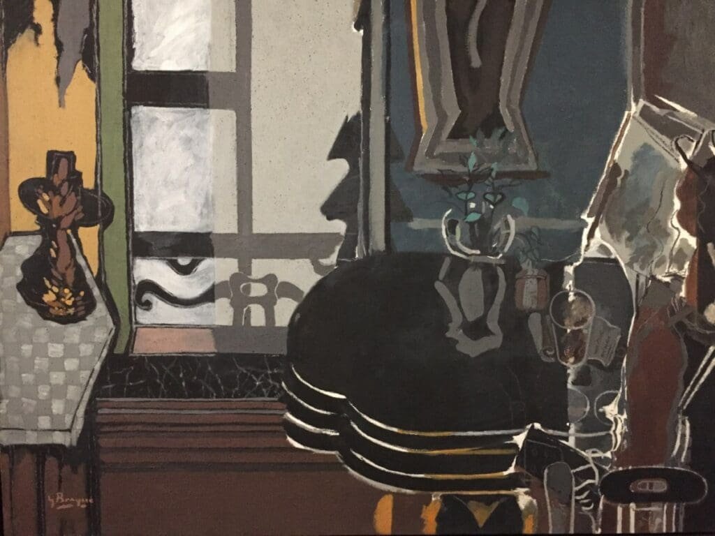 Tableau cubiste de Georges Braque, nature morte avec vase et échiquier, Musée des Beaux-Arts de Rouen.