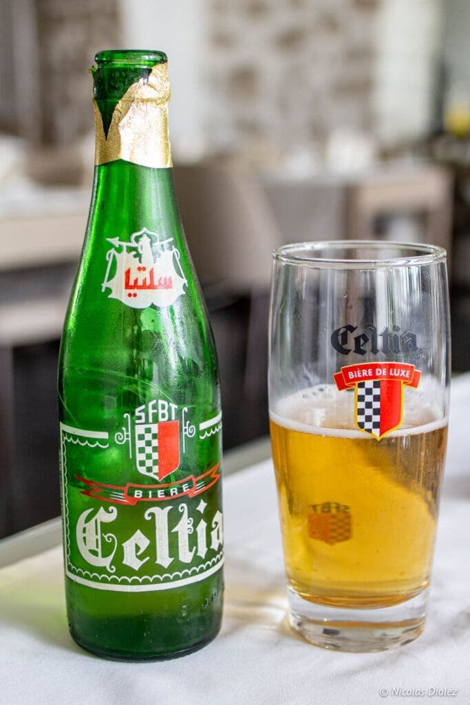 Restaurant le Pirate Sidi Bou Saïd - DR Nicolas Diolez 2019 Bière Celtia et verre Celtia Bière de Luxe à Sidi Bou Saïd.