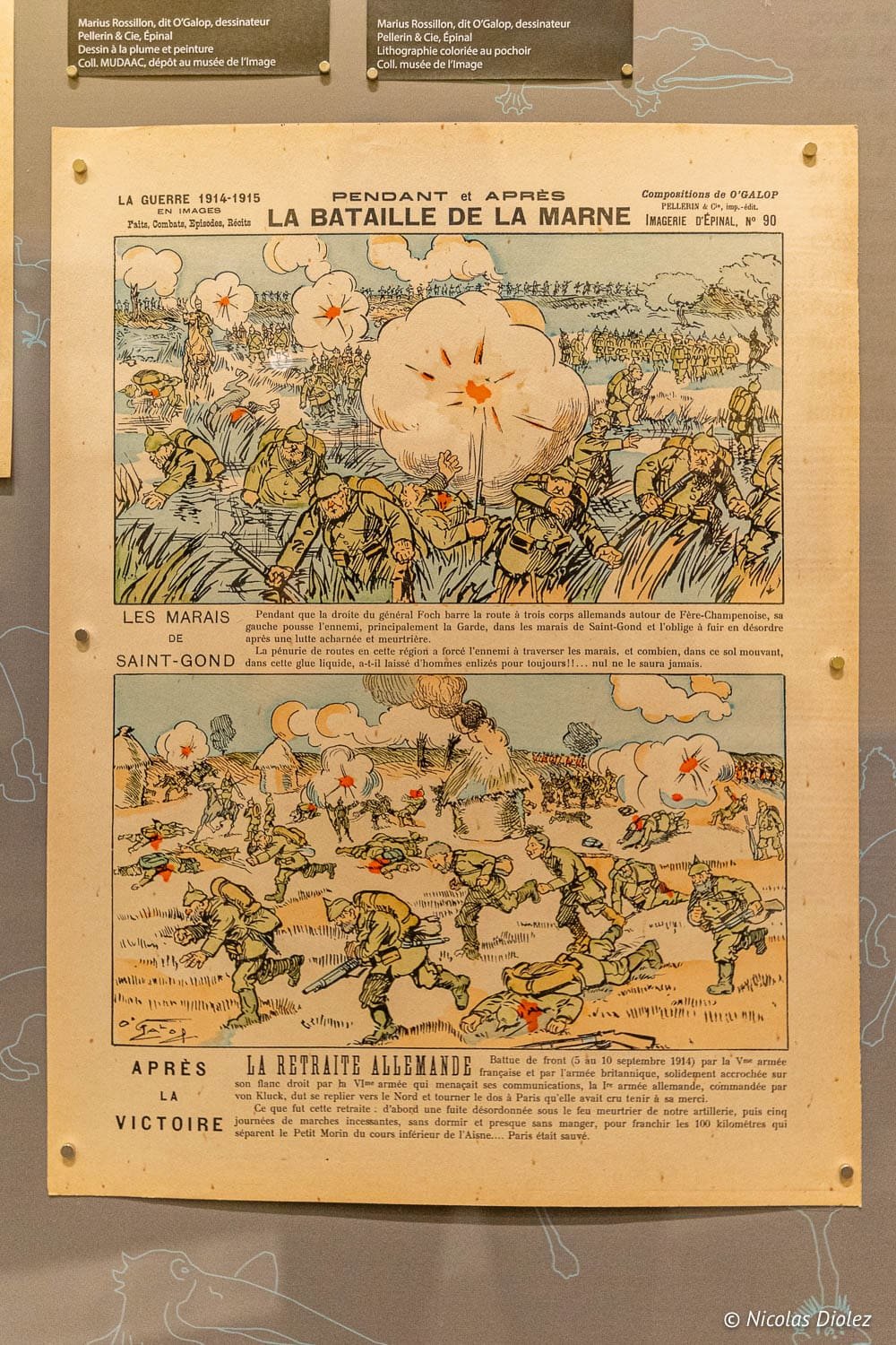 Lithographie Musée de l'Image Épinal : La Bataille de la Marne, guerre 1914-1915.