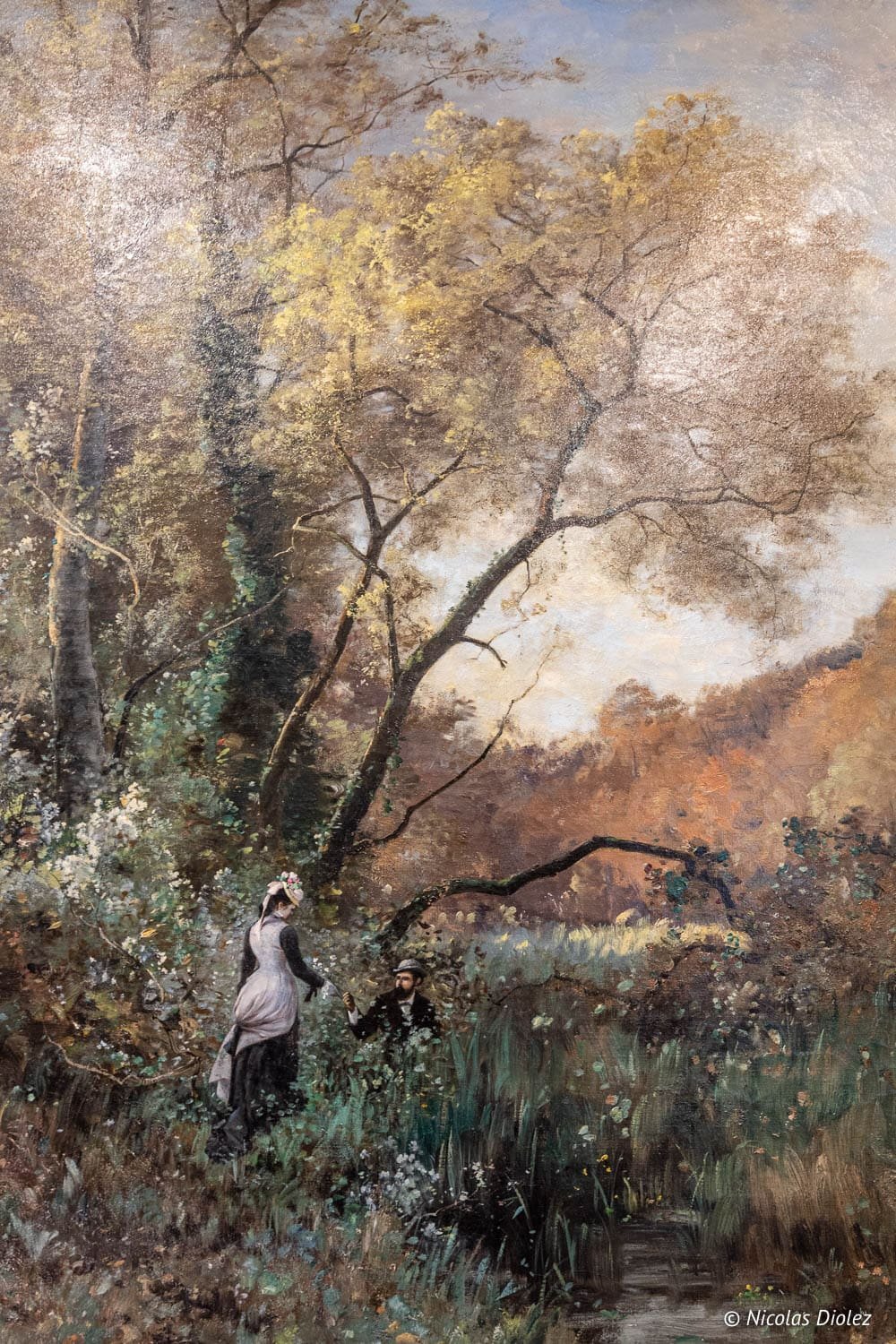 Peinture du Musée Lansyer Loches: promenade dans un sous-bois automnal.