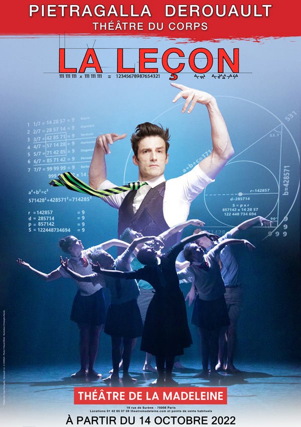 Affiche de théâtre"LA LEÇON" par Pietragalla Derouault, Théâtre du Corps.
