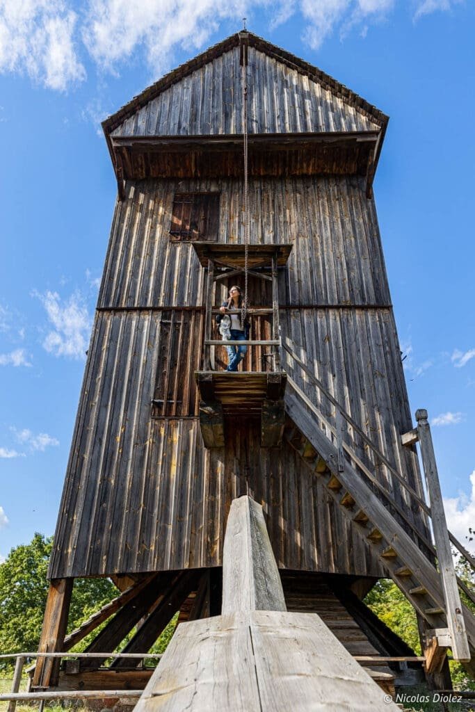 Moulin en bois du Parc Ethnographique de Kaszuby, Poméranie, Pologne.