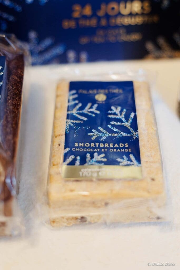 Shortbreads Chocolat et Orange Palais des Thés, emballage fête.