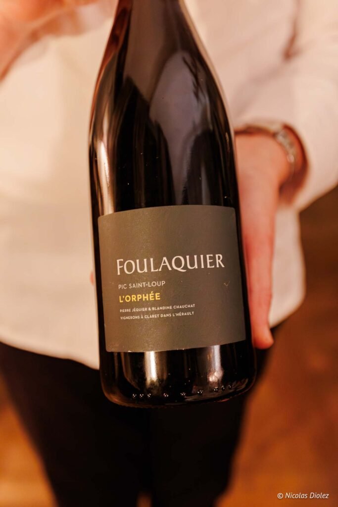 Bouteille de vin rouge Foulquier L'Orphée, Pic Saint-Loup.